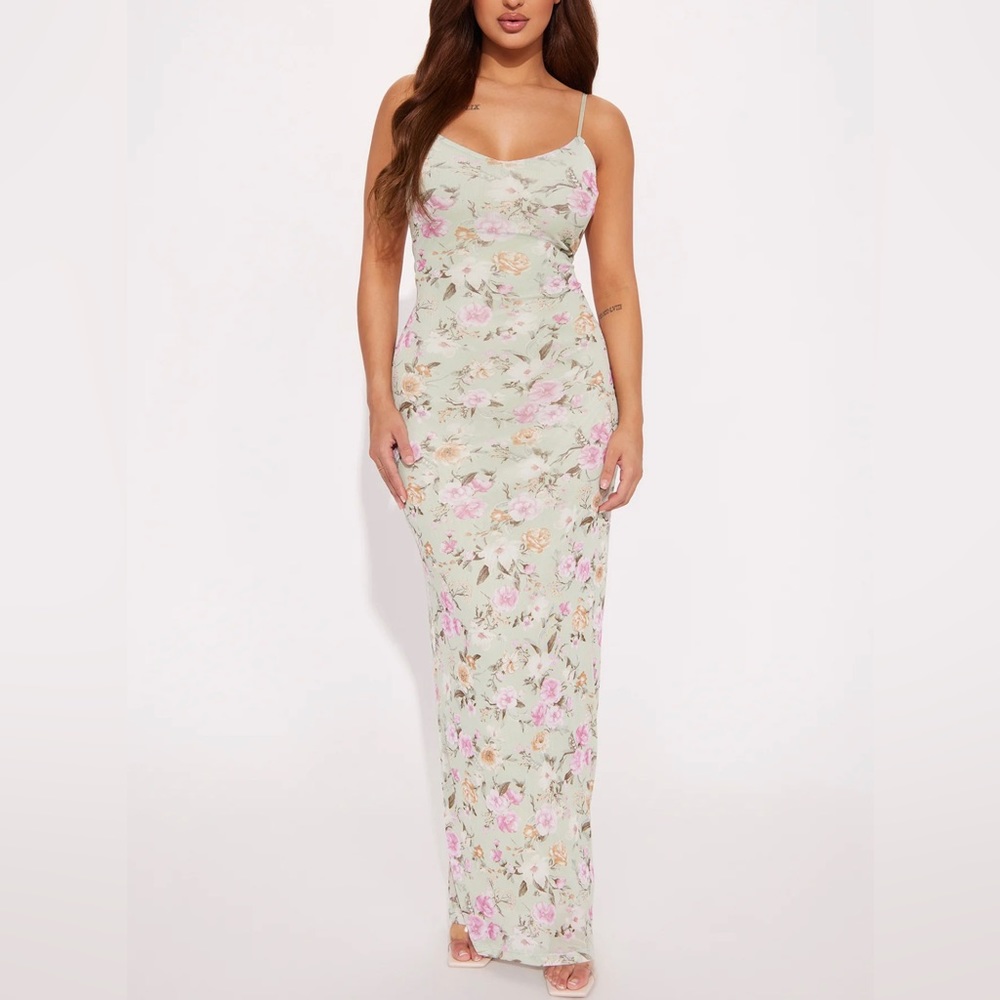 New Fashion Nova “Joni Floral Mesh Maxi Dress”